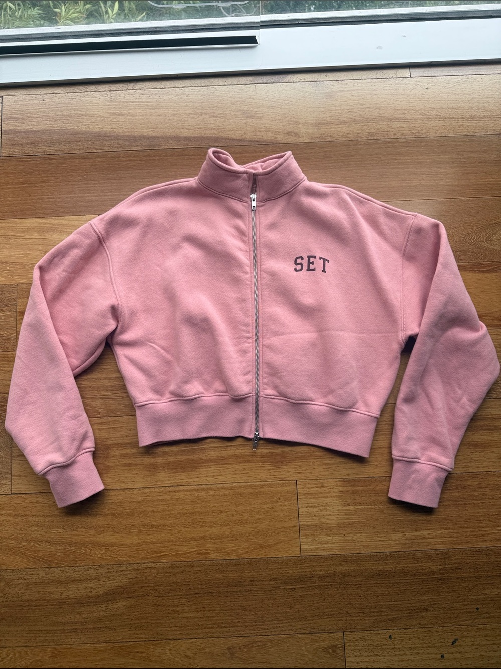 SET Pink Zip-Up Cropped Sweatshirt